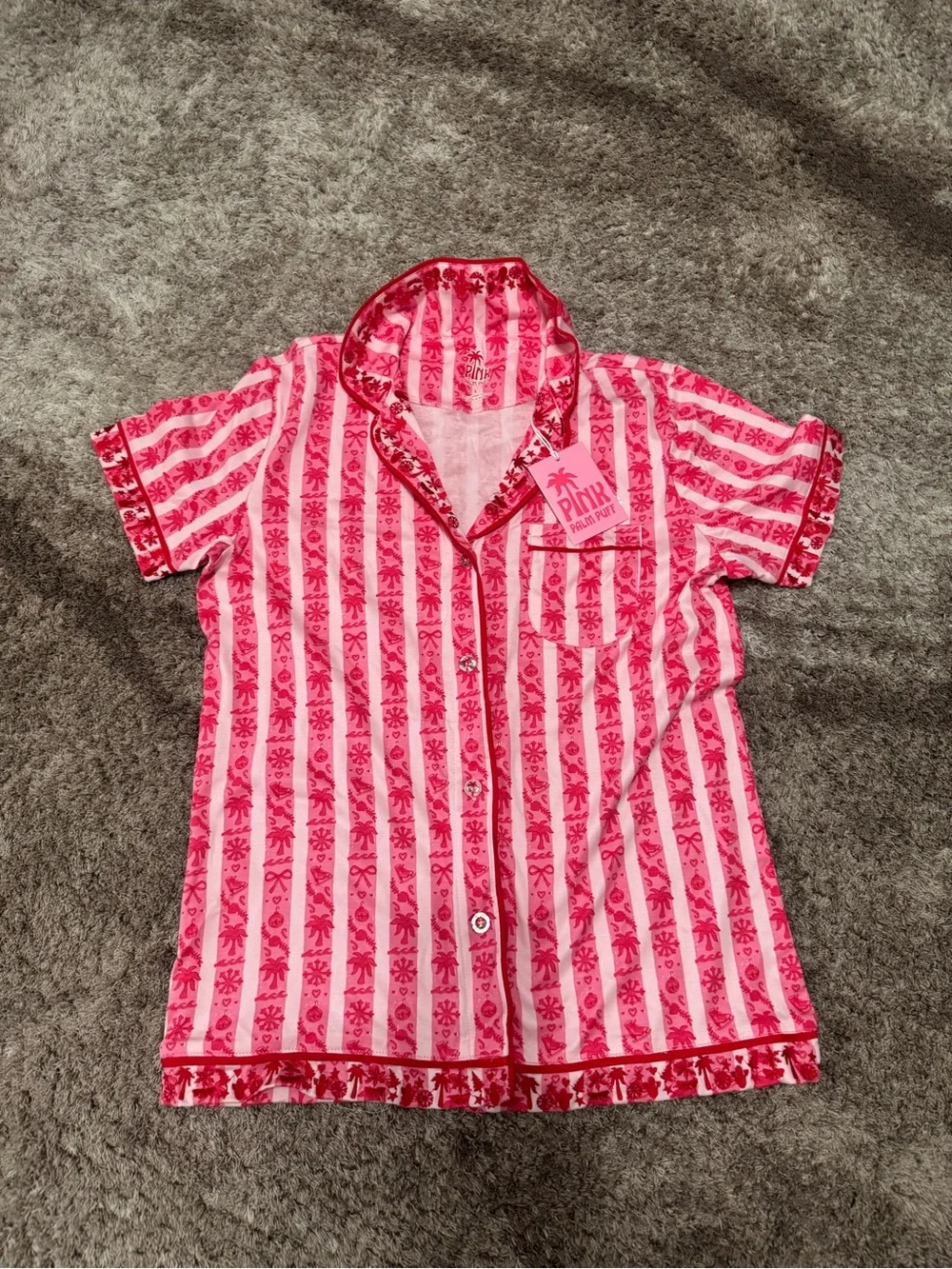 Pink palm puff holiday pjs - Picture 2 of 7